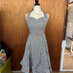 Collectif by Modcloth halter pinup dress in black and white gingham